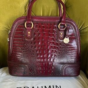 Brahmin Signature Croc-Embossed Leather Satchel